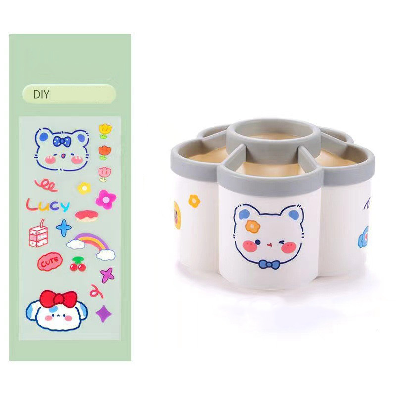 

Multi-functional large-capacity rotating pen holder student desktop cartoon stationery storage box