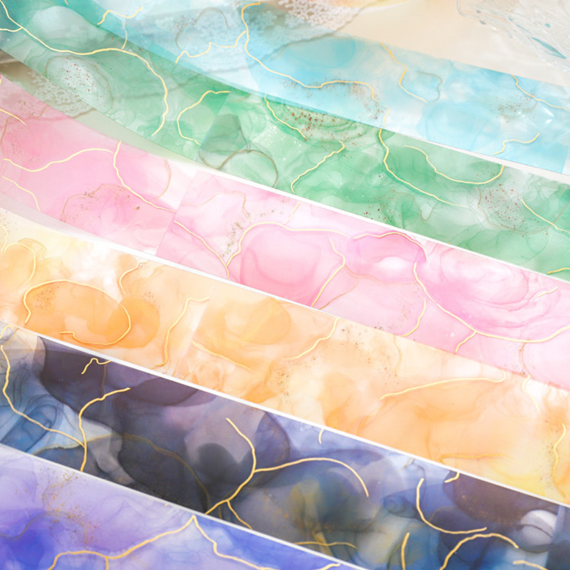 

2Style 3Rolls/bag Watercolor Illusion Series Stamping PET Tape DIY Handbook Scrapbook