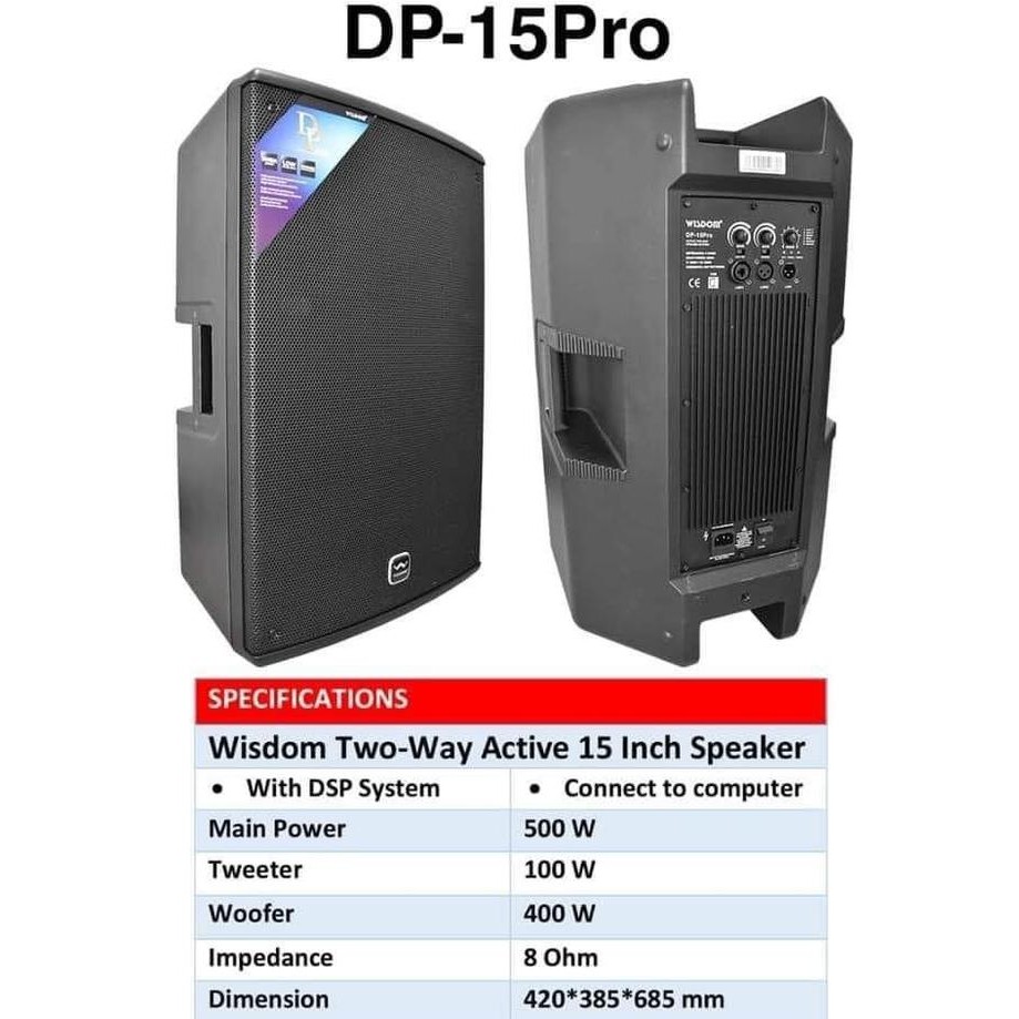 Wisdom DP 15 PRO Speaker Aktif 15"inch 2-way Wisdom DP 15PRO