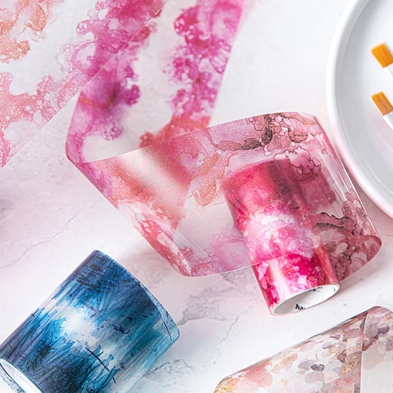 

3rolls Watercolour Patterns Series Seamless Aquascape Tape DIY Handbook Collage Tea Cup