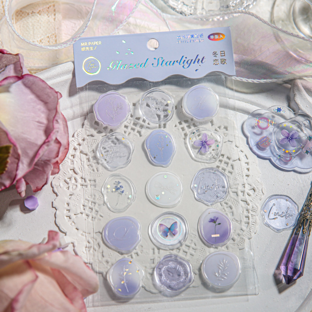 

Mr.Paper 4 Style Fire Paint Seal Drip Glue Stickers Good-Looking Envelopes Sealing Paste Handbook