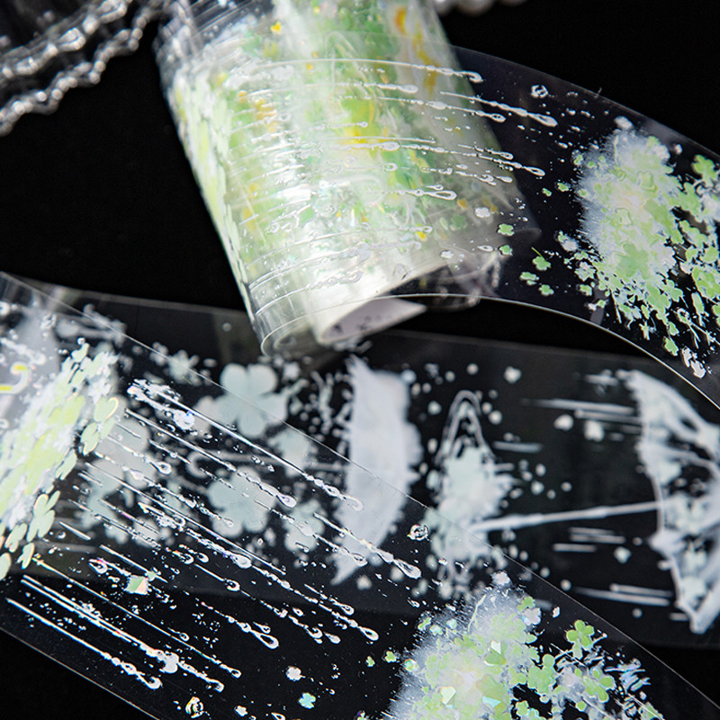 

3rolls Rainy Season Misty Series Landscaping PET Tape DIY Handbook Collage Tea Cup Phone