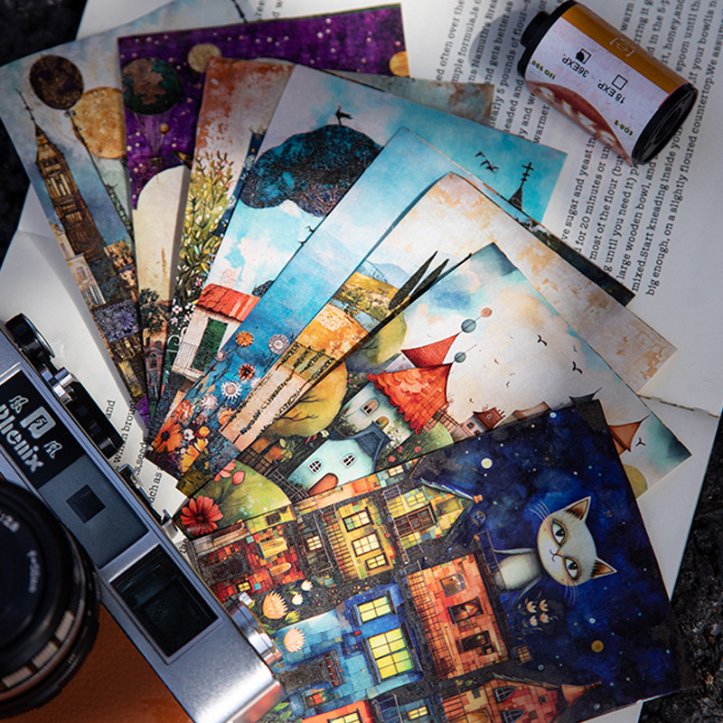 

1roll/bag Small town life series landscape background tape beauty tape DIY handbook photo