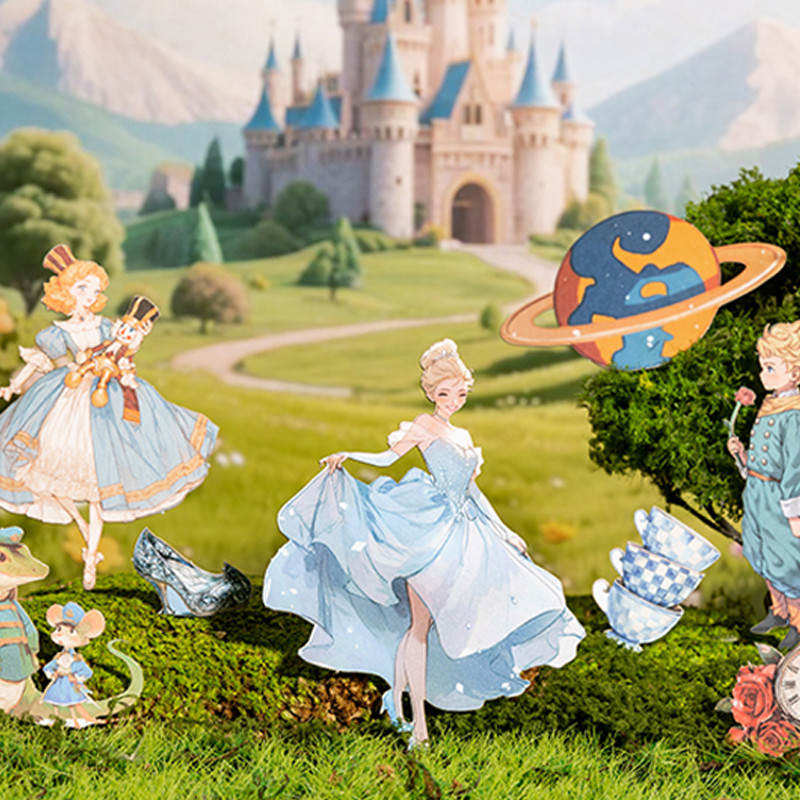 

45pcs/3dags Fairytale Adventure Story Theme Hard Card Sticker DIY Handbook Card Photo Frame