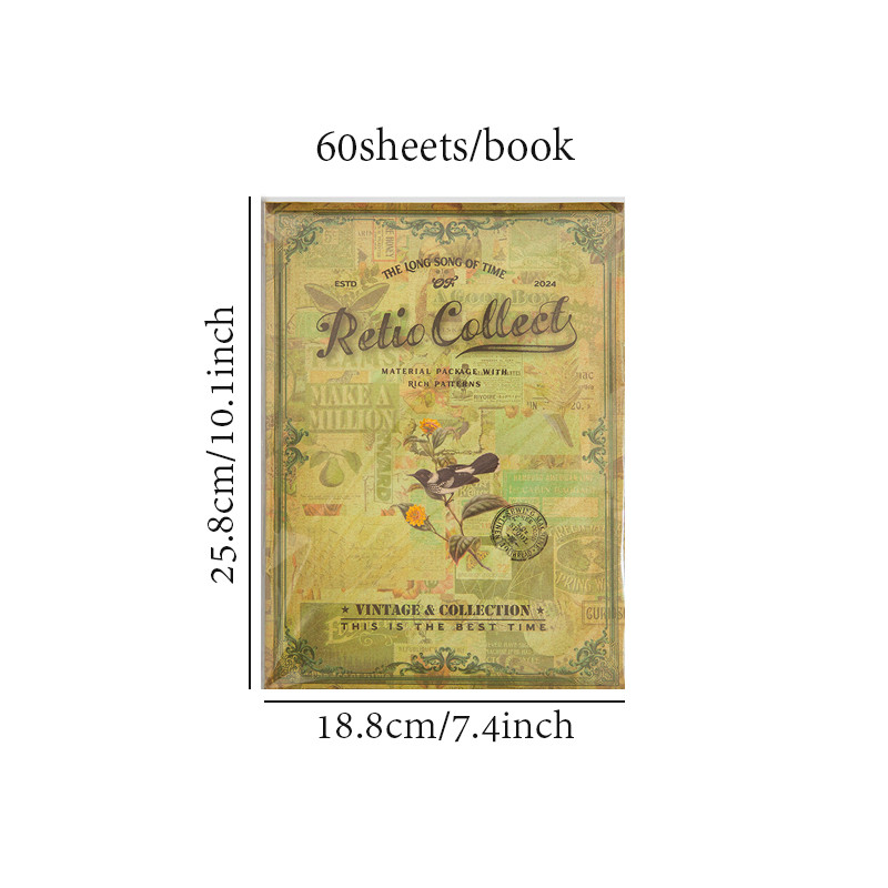 

2 styles 60 pcs/pack wahsi paper texture vintage material package floral handbook