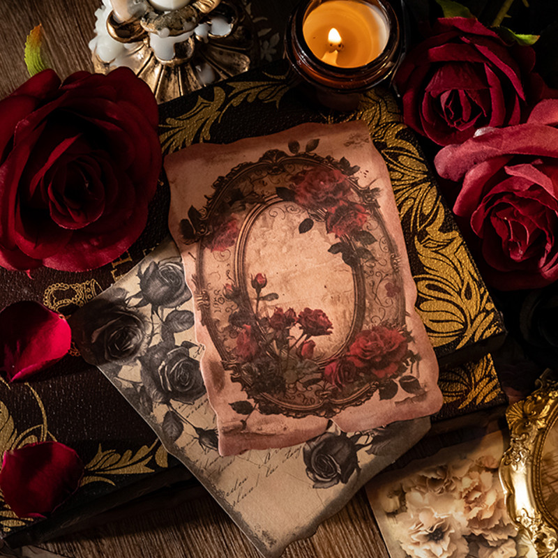 

6Style 30Pcs/bag shaped floral material paper for DIY handbook phone case notebook glass