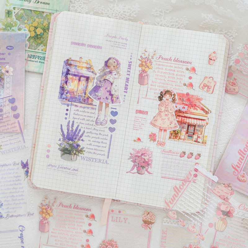 

Mr.Paper 6Style 20Pcs/bag Flower Shadow Dream Weaving Series PET Sticker for DIY Handbook Phone Case