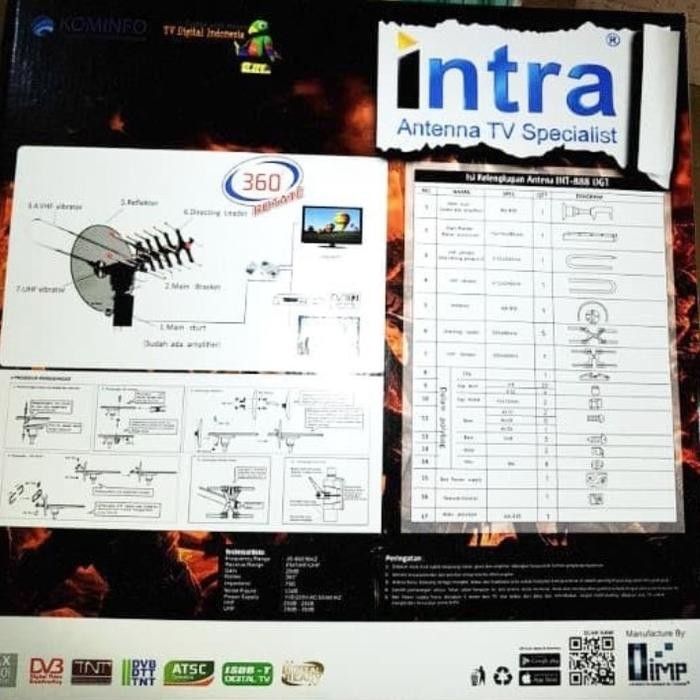 Paling Murah Antena Intra Int-888 Dgt Booster Smart Chip Remote Free Kabel 10 M Termurah