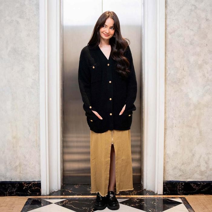 RES2 Enzy Storia X This Is April Atasan Knitwear Rajut Basic Wanita Lengan Panjang Es