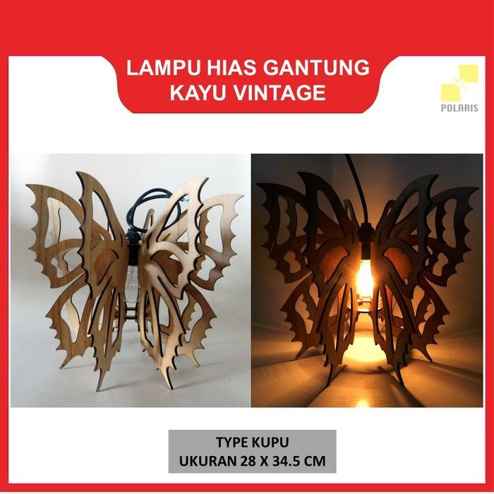 Lampu Hias Gantung Cafe Restoran Vintage Unik Kayu Minimalis