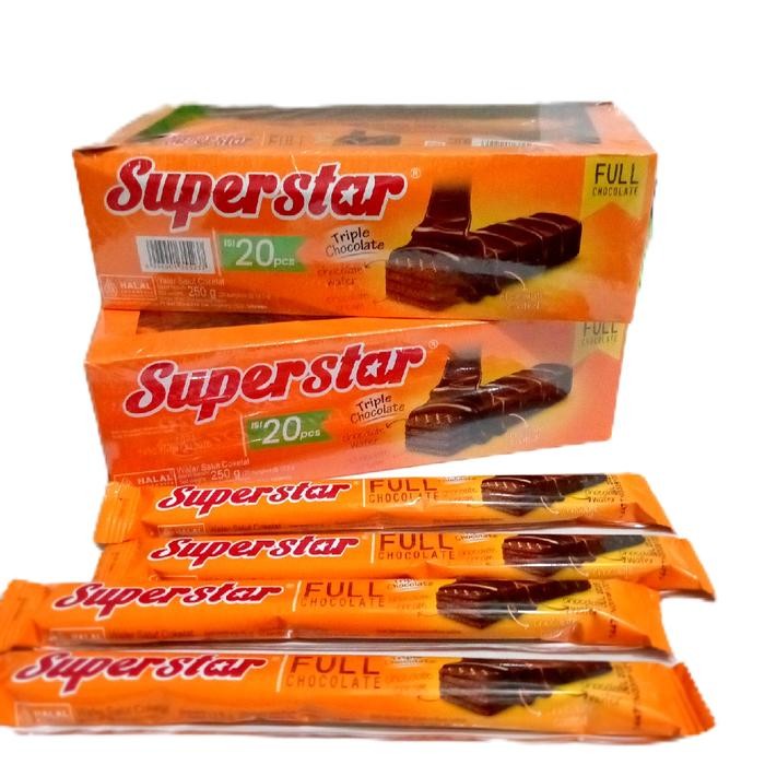 

4ZMI Paket 2Box Superstar Wafer Coklat 250G ( 20 Pcs ) Snack Cemilan Chocolate