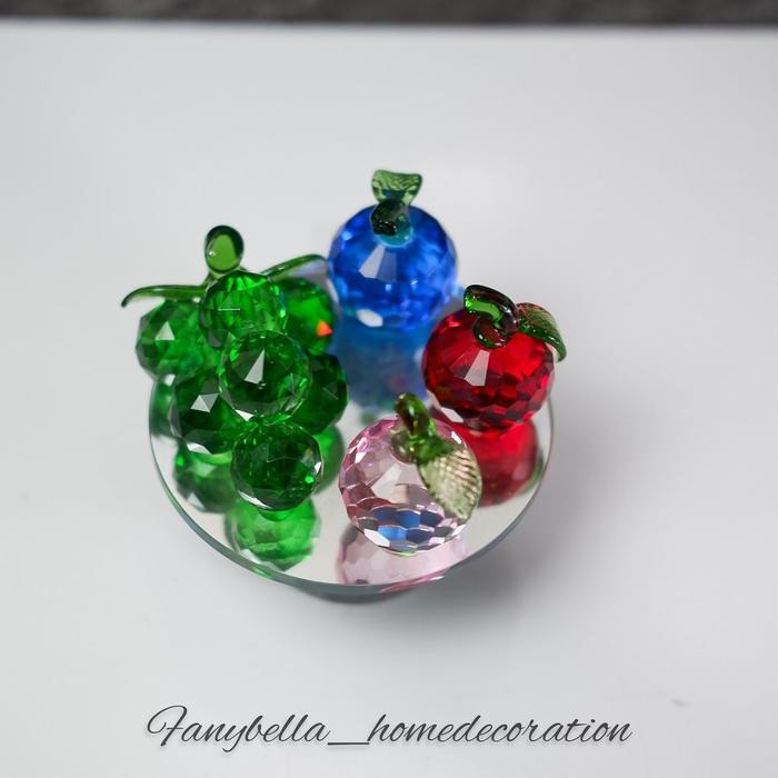Pajangan Kristal Kaca Mewah Buah Apel Ceri Dekorasi Rumah Import