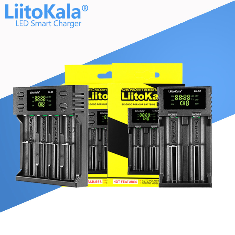 LiitoKala Lii-S2 Lii-S4 Battery Charger Auto-polarity detection For