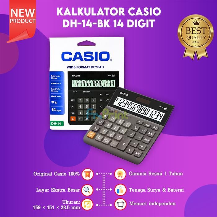 

KALKULATOR CASIO DH-14 BK 14 DIGIT, CALCULATOR DESKTOP NEW ORIGINAL