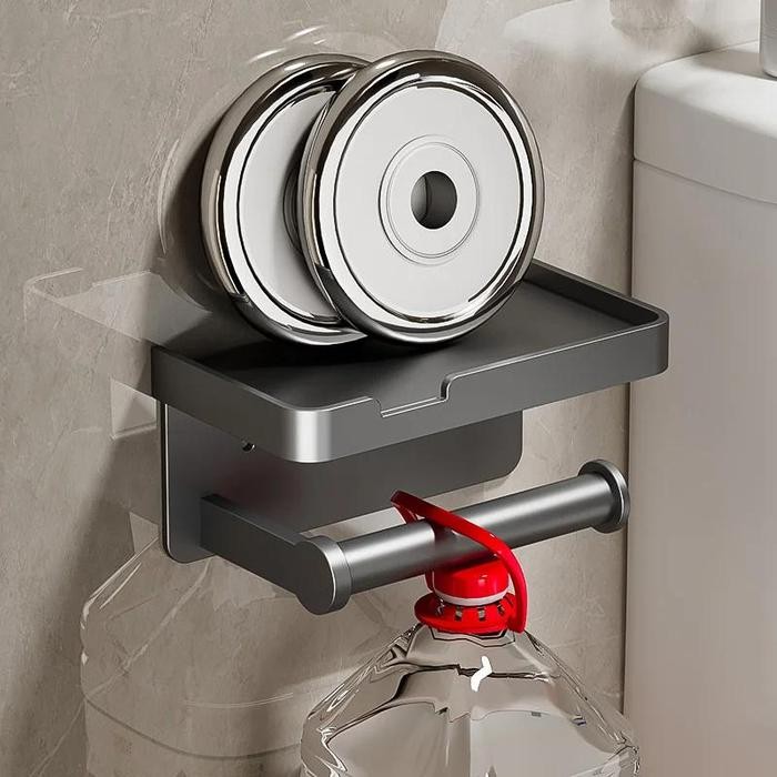 

Tempat Tisu Dinding Bebas Bor Rak Tisu Kamar Mandi Tempat Penyimpanan Ponsel Space Aluminum Rack