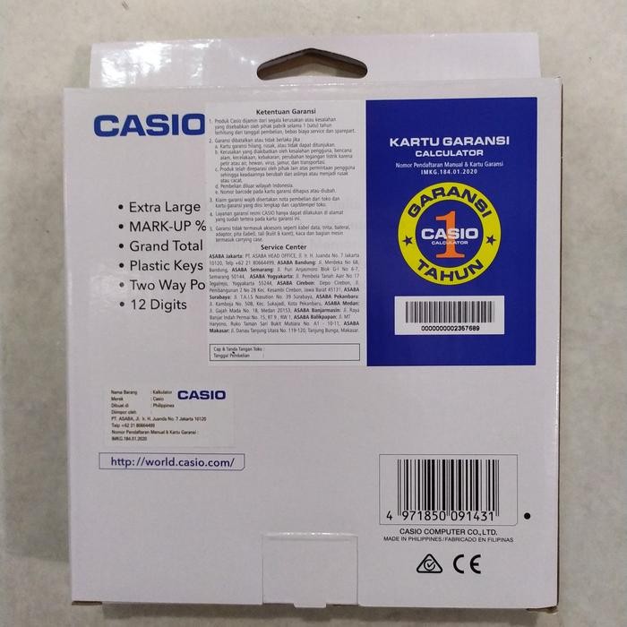 

Kalkulator Casio Dh 12 Original