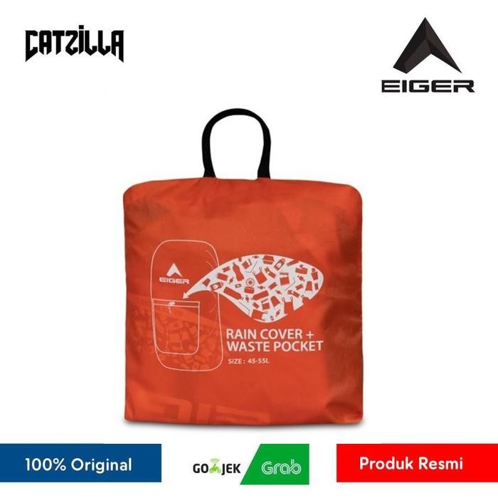 Cover Bag Tas Carrier Eiger Rain Cover Waste Pocket 45-55L - Orange