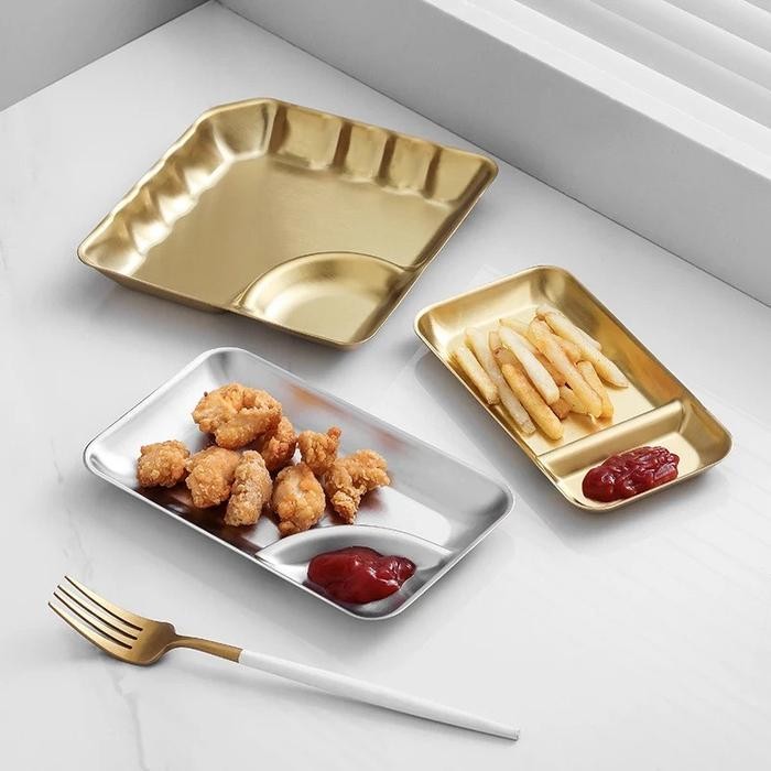 ELtamart Piring Cemilan Snack Plate Stainless Steel 304 dengan Sekat
