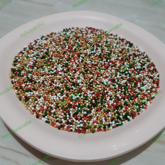 

sprinkle trimit sugar pearl 4 warna christmas hiasan kue/cupcake xmas