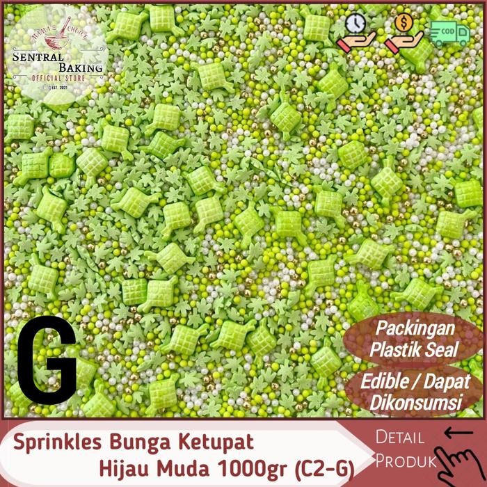 

Sprinkel Bunga Ketupat Hijau Muda 1000gr (C2-G)/ Springkel Kue Lebaran
