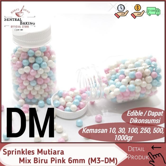 

SPR-167 Sprinkle Mutiara Mix Biru Pink 6mm (M3-DM) Springkel Sprinkel