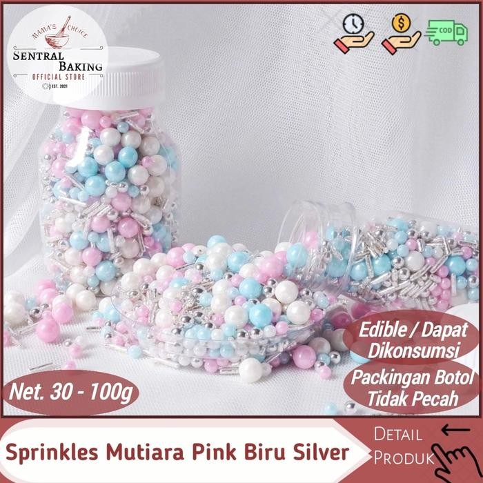 

Sprinkle Kue Mutiara Pink Biru Silver 2 / Springkel Springkle Hias Kue