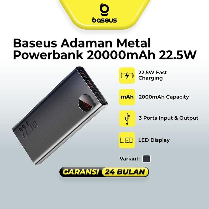 Baseus Adaman Powerbank Metal Digital Display Quick Charge 20mAh *