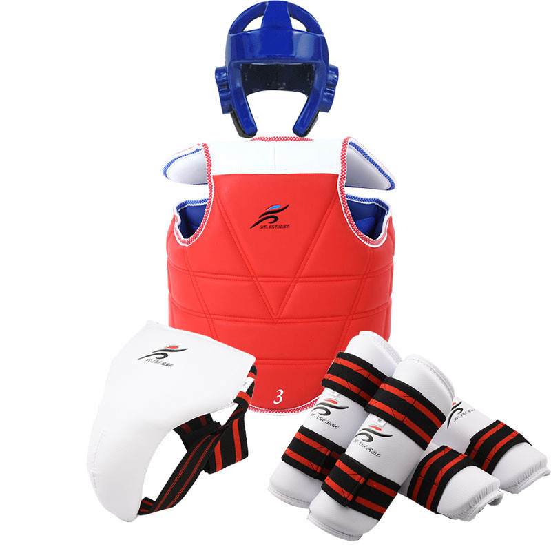 Body Protector Taekwondo WTF Uniform Gear Calf Compression Set Adult Kids Jockstrap Chest Helmet Shi