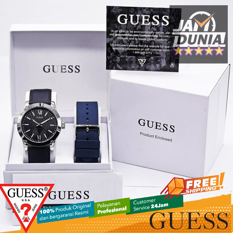 JAM TANGAN PRIA GUESS CRESCENT ORIGINAL GUESS GW0630G1 0630 GUESS GW0630 RUBBER BLACK SILVER JAM PRI