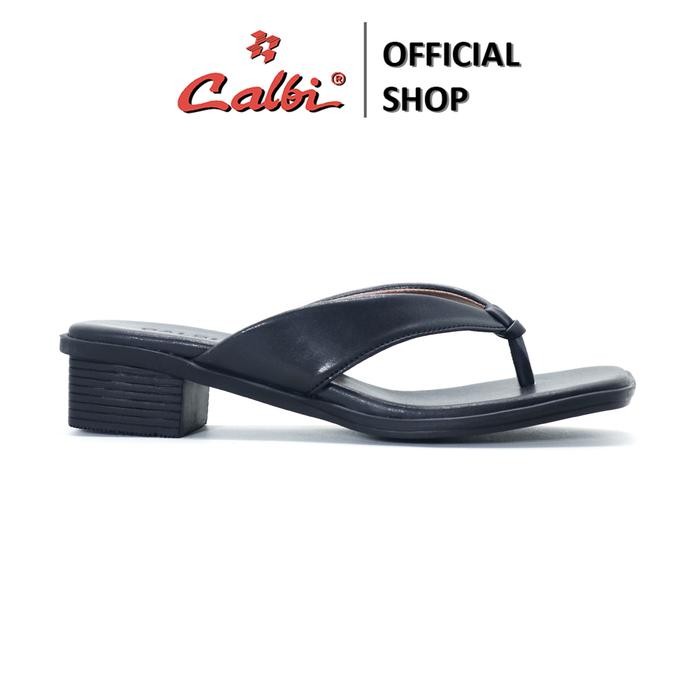 Calbi Indo - Hf 461 Sandal Block Sandal Heels 4Cm Kulit Jepit Perempuan Ootd Polos Casey