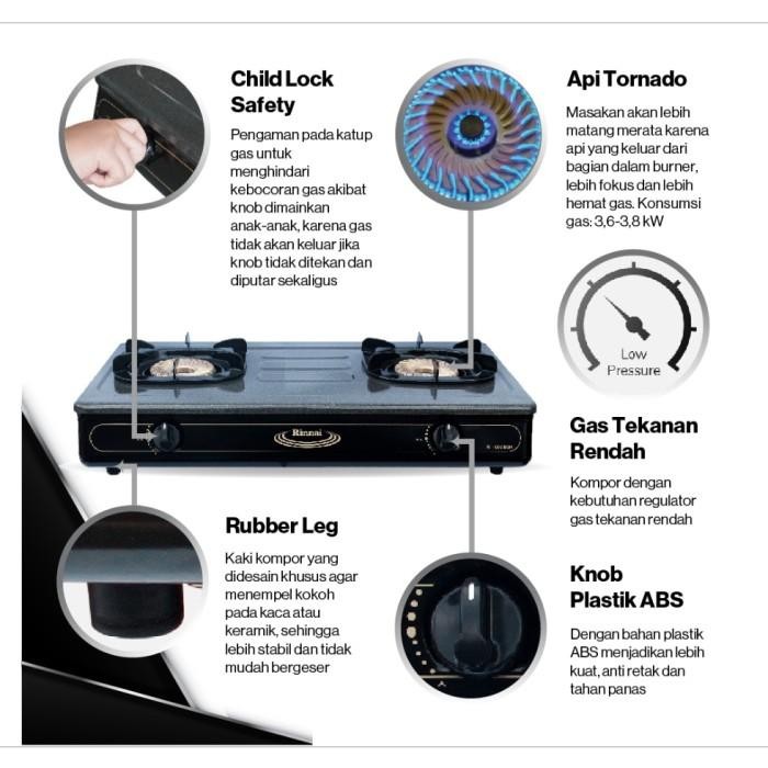 Kompor Rinnai Ri 602 Bgx Tornado/ Kompor Rinnai 2 Tungku Ri 602 Bgx