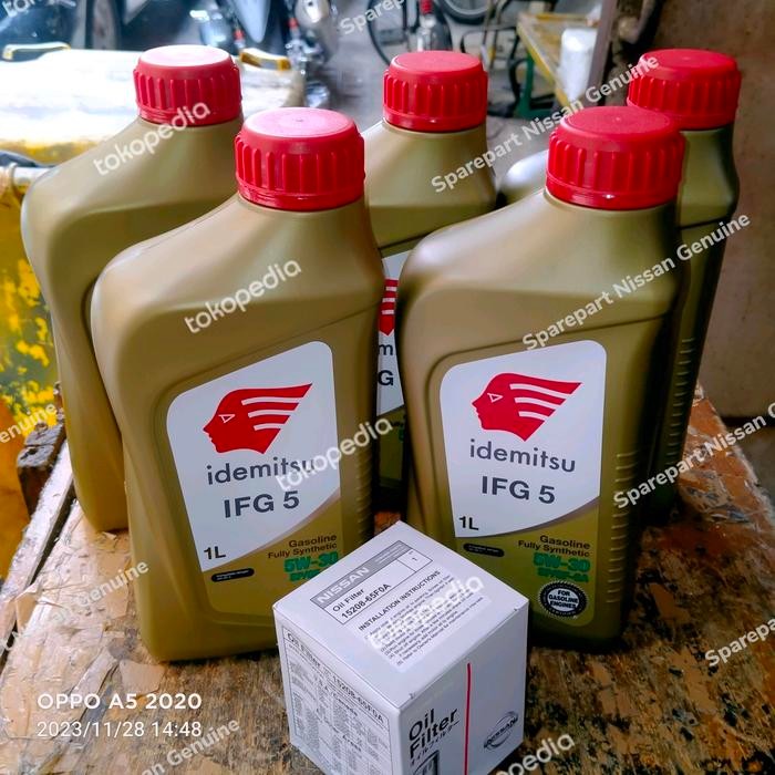5W-30 Full Synthetic Idemitsu Paket Oli 5 Liter + Filter Oli Nissan