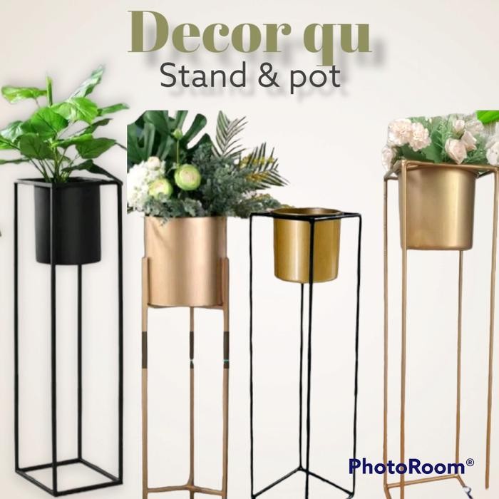 Mode Vintage Standing Pot Bunga & Pot Gold Sultan. Besi