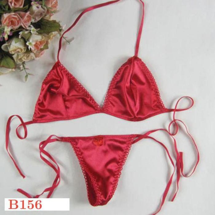 NEW Pakaian Dalam Wanita Sexy B156 Bra Set Bralette Halter Bikini Merah Ikat Samping