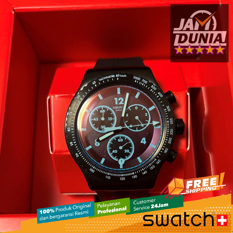 JAM TANGAN PRIA SWATCH ORIGINAL RESIN BLACK RED CRIMSON MYSTIQUE IRONY SWATCH YVB417 SWATCH YVB 417 