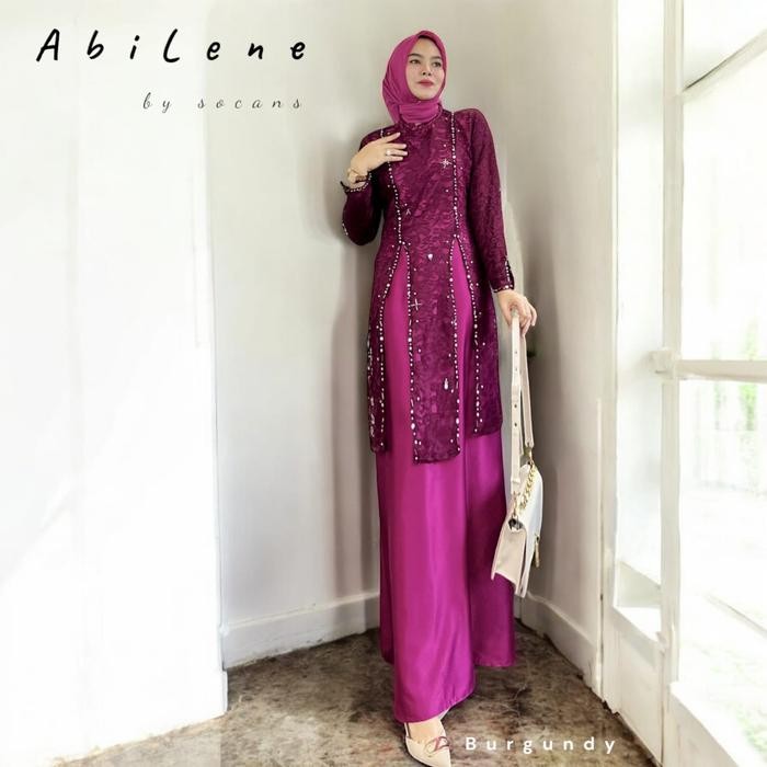 Abilene: Gamis Maxi elegan modern Payet Mewah Wisuda lebaran kondangan seragaman Gaun Maxmara Muslim