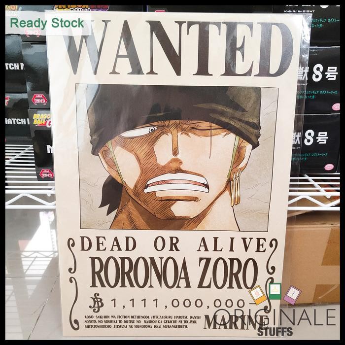 MUGIWARA STORE ONE PIECE MARINE ISSUED OFFICIAL WANTED POSTER ORIGINAL RORONOA ZORO 1,111,000,000-