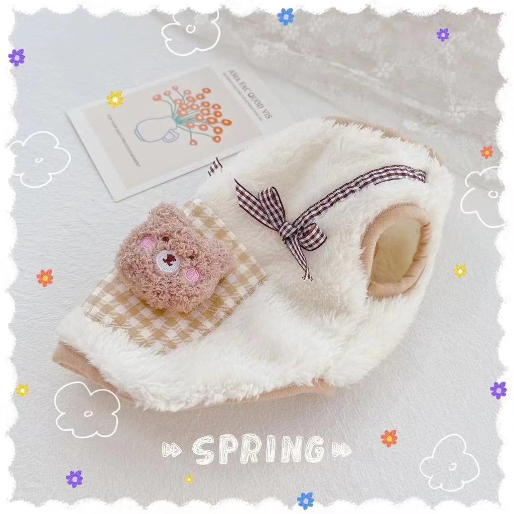 

Fleece fur pet dog sweater vest clothes cat panda puppy cute teddy bear autumn and winter warm