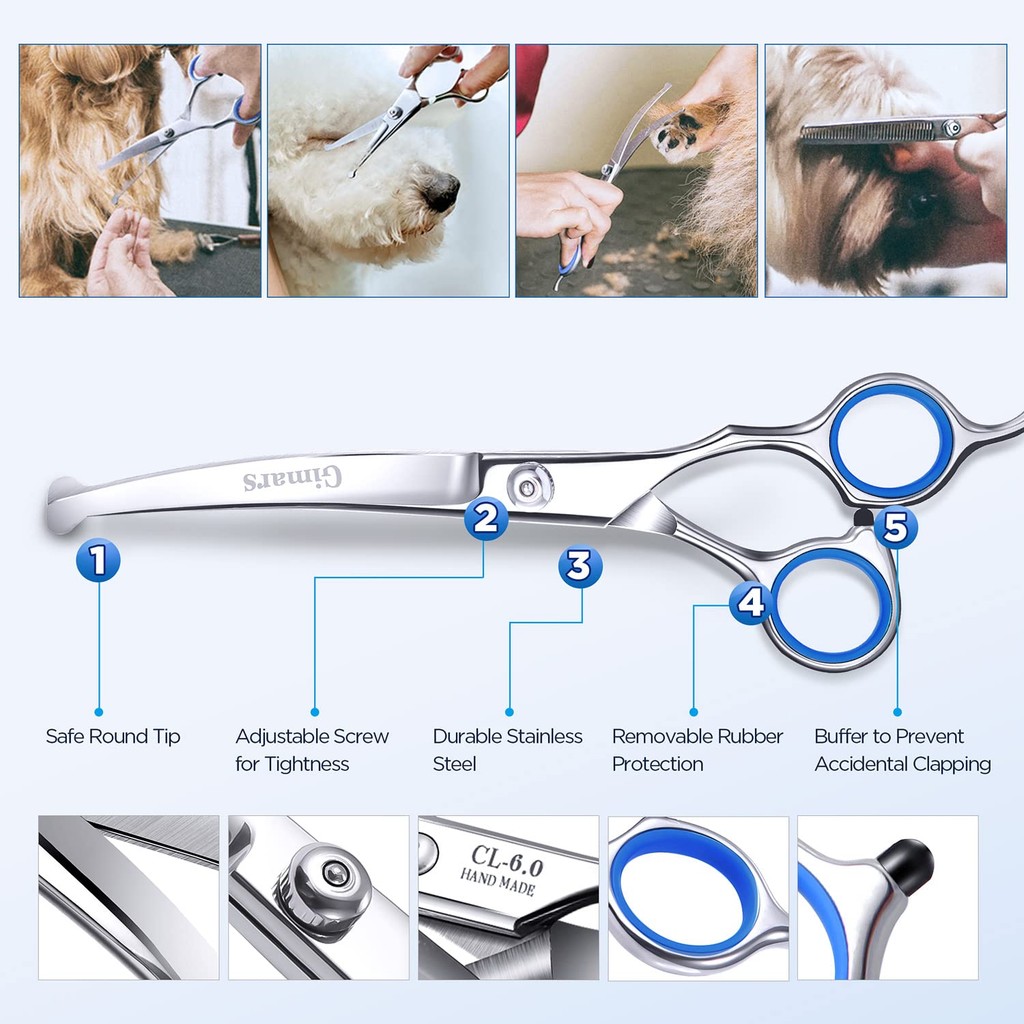 

New Safty Pet Grooming Scissors Round Head Professional Stainless Steel Dog Hair Scissors Pet Shears