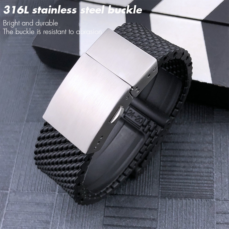 IMPORT SOFT NATURAL RUBBER WATCH STRAP SILICONE WATCHBAND FOR BREITLING TUDOR FOR LONGINES SEIKO