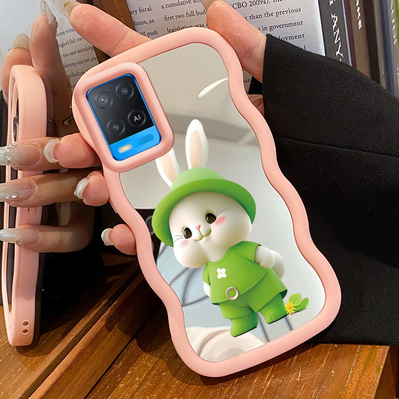 Casing Untuk OPPO A54 Case Casing Kelinci pola Kasing HP Silikon Softcase Macaron cermin