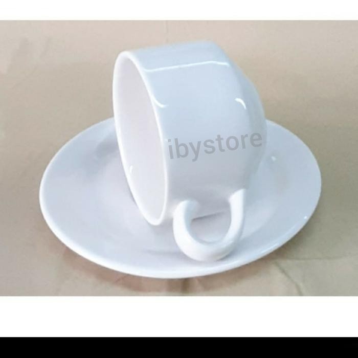 Cangkir Set Putih Polos/ Coffe Set Kerak Putih