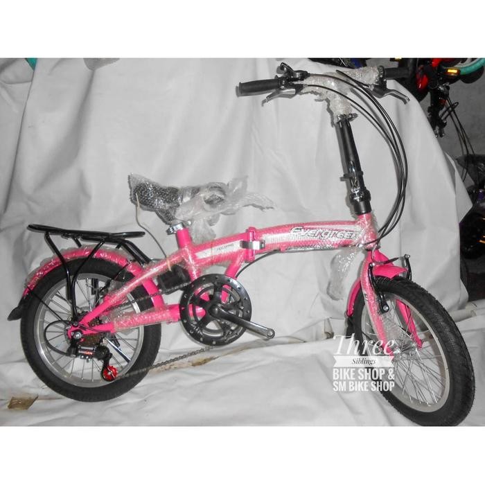 Sepeda Lipat Evergreen 16 Inch Warna Pink
