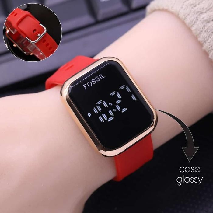 Jam Tangan Wanita Digital Fashion Fosil Touch Screen Tali karet