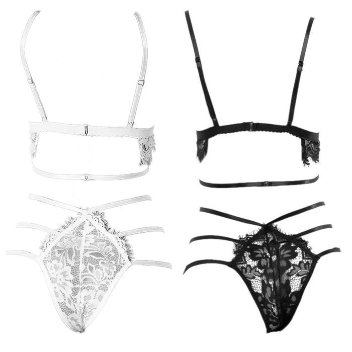 NEW B327 Bra Set Bralette Sexy Lingerie Wanita Seksi BH CD Panties Lace Transparan Motif Bunga