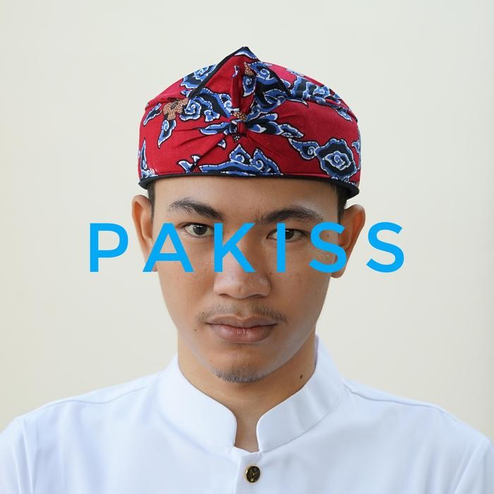 DISKON BLANGKON MOTIF BATIK CIREBONAN MEGA MENDUNG MERAH READY STOCK