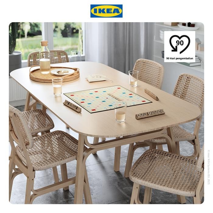 NEW IKEA VOXLV Meja Makan Minimalis Bambu Warna Muda 180x90cm