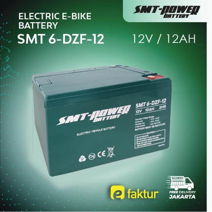 BATTERY SMT 6-DZF-12 12V 12AH 2HR - AKI SEPEDA LISTRIK SELIS INDOBIKE