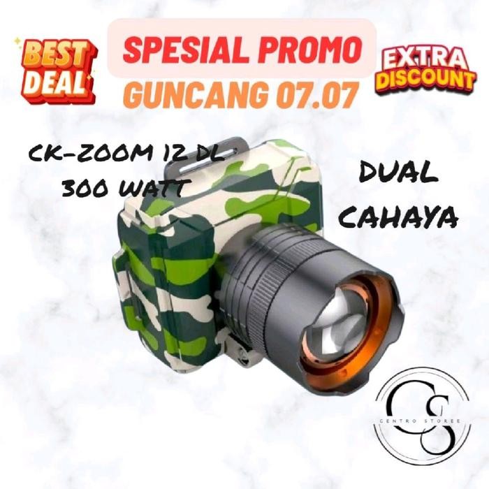 SENTER KEPALA ZOOM LED KISEKI 300WATT / 250 WATT CAHAYA PUTIH CAHAYA KUNING