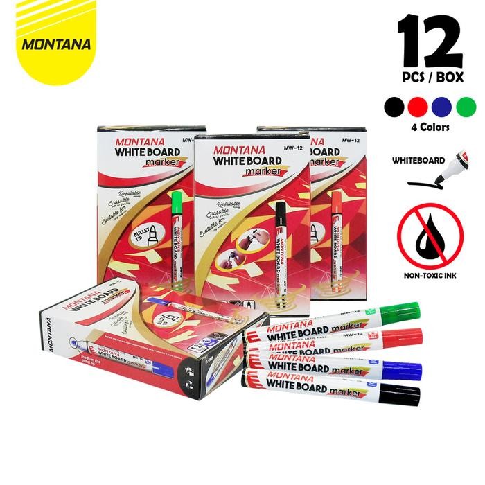 

(Imk) - Montana Spidol Papan Tulis 12 Pcs Whiteboard Marker Round Tip Mw-12/Lusin